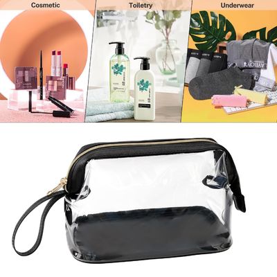 Le grand voyage le sac que cosmétique imperméabilisent le grand maquillage transparent met en sac la poche avec la tirette, sac clair d'article de toilette pour des femmes