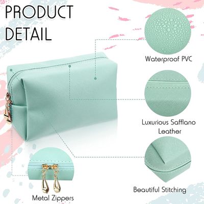 Organisateur cosmétique Portable de tirette de sac de maquillage de sac de résistant à l'eau de maquillage de voyage souple cosmétique en cuir de poche