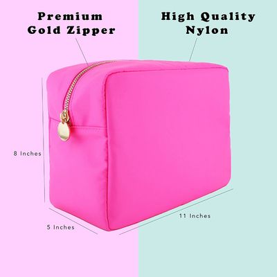 Grand sac de maquillage - sac d'article de toilette de voyage pour des femmes - sac rose de maquillage - grande poche de maquillage - sac cosmétique en nylon de poche