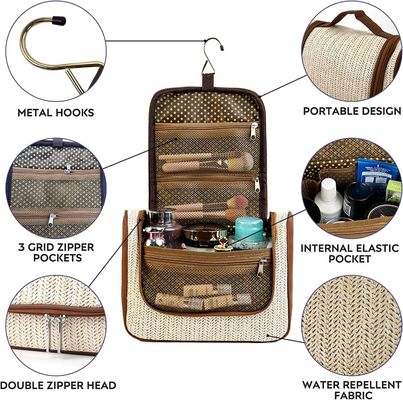 Sac cosmétique accrochant de sac d'article de toilette de voyage de maquillage de fille Main-portative antichoc et durable de sac