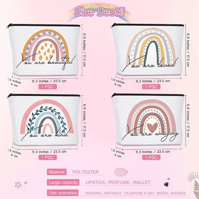 Sac cosmétique d'arc-en-ciel sacs cosmétiques de toile inspirée de citations de 4 morceaux