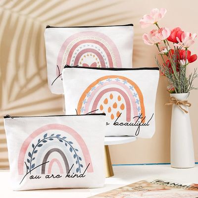Sac cosmétique d'arc-en-ciel sacs cosmétiques de toile inspirée de citations de 4 morceaux