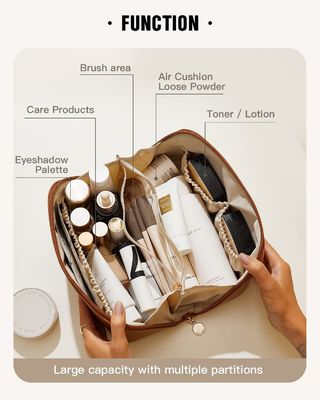 Les sacs cosmétiques de grande capacité pour des femmes, sac plat ouvert d'article de toilette de poche portative imperméable composent des sacs
