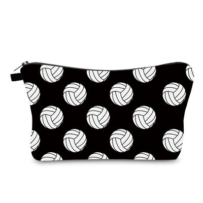 Cadeaux cosmétiques de volleyball de sac de résistant à l'eau noir et blanc pour des adolescentes