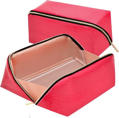 Le grand sac lisse de maquillage d'article de toilette imperméabilisent ouvre l'appartement pour facile d'accès