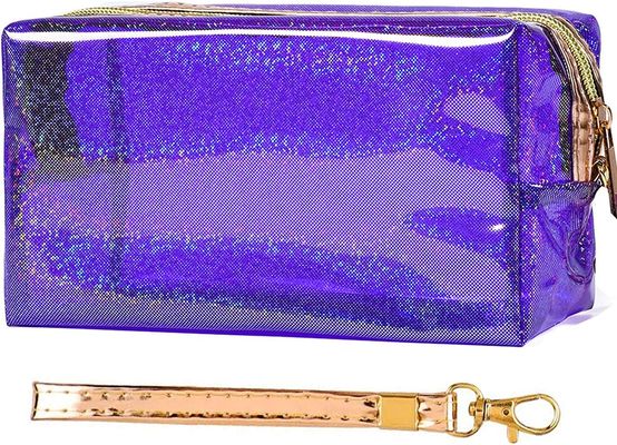 Le cosmétique met en sac le sac Zippered transparent d'article de toilette de PVC avec la courroie de poignée