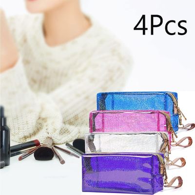Le cosmétique met en sac le sac Zippered transparent d'article de toilette de PVC avec la courroie de poignée