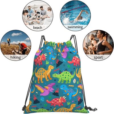 Les sacs de cordon de sac à dos de cordon pour des sacs de ficelle de danse de gymnase d'années de l'adolescence de garçons de filles d'enfants entassent en vrac dinosaure imperméable