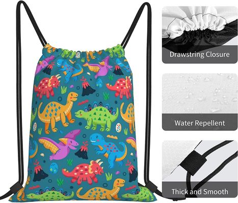 Les sacs de cordon de sac à dos de cordon pour des sacs de ficelle de danse de gymnase d'années de l'adolescence de garçons de filles d'enfants entassent en vrac dinosaure imperméable