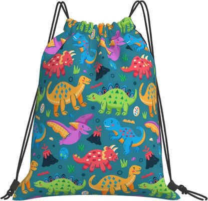 Les sacs de cordon de sac à dos de cordon pour des sacs de ficelle de danse de gymnase d'années de l'adolescence de garçons de filles d'enfants entassent en vrac dinosaure imperméable