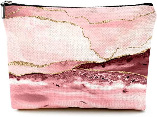 Sacs cosmétiques drôles imperméables de maquillage de toile mignonne de sac pour le marbre Poche-rose Makeu d'article de toilette de voyage de tirette de femmes