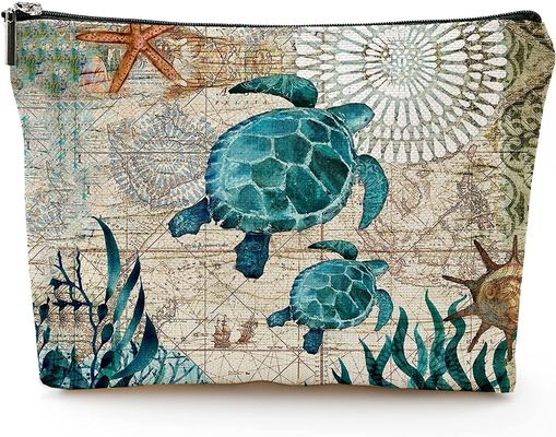 Idée cosmétique de cadeaux d'ami de poche de tirette de sac de mer de tortue de maquillage de voyage léger imperméable doux doux de sac pour des femmes