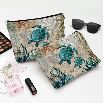 Idée cosmétique de cadeaux d'ami de poche de tirette de sac de mer de tortue de maquillage de voyage léger imperméable doux doux de sac pour des femmes