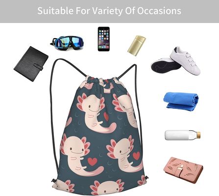 Sac à dos de cordon avec des Axolotls, des coeurs et des bulles - adorables et pratiques - appropriées aux femmes et aux filles