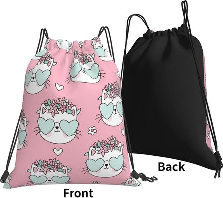 Les sacs de cordon légers de sac à dos de cordon pour des sacs de ficelle de danse de gymnase d'années de l'adolescence de garçons de filles d'enfants entassent en vrac chat imperméable