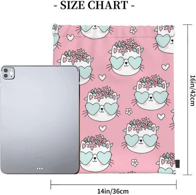 Les sacs de cordon légers de sac à dos de cordon pour des sacs de ficelle de danse de gymnase d'années de l'adolescence de garçons de filles d'enfants entassent en vrac chat imperméable
