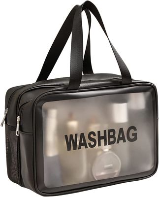 Sac d'article de toilette de voyage pour les femmes et les hommes, Matte Translucent Toiletry Bag avec la poignée pratique, organisateur cosmétique Bag de maquillage