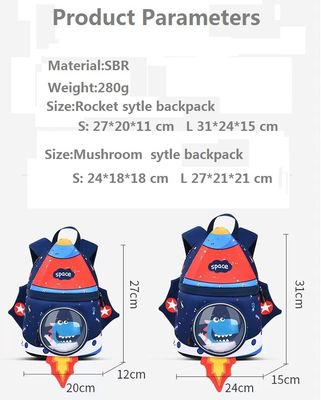 Les enfants de Rocket Shape SBR baladent le sac d'éducation du néoprène 3D 31 * 24 * 15 cm