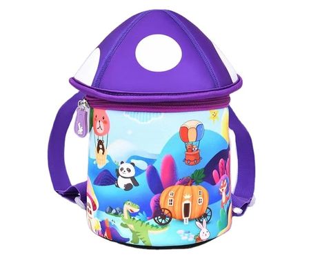 Les enfants du sac SBR d'éducation du néoprène du champignon 3D baladent le sac mou de jardin d'enfants