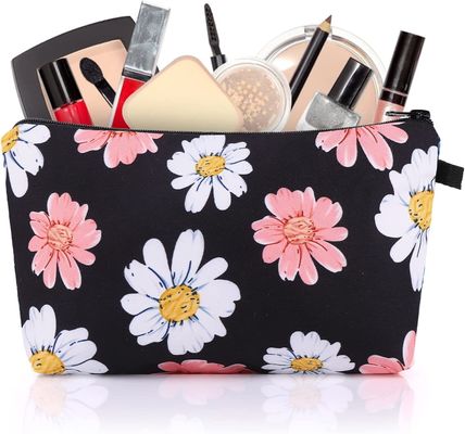 Organisateur mignon Pouches de voyage de sac de maquillage de femmes avec le sac spacieux imprimé imperméable d'article de toilette de tournesol de tirette