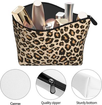Poche cosmétique de sac d'articles de toilette de grande capacité de poche de tirette de sac de maquillage d'impression de léopard