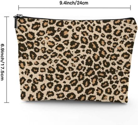Poche cosmétique de sac d'articles de toilette de grande capacité de poche de tirette de sac de maquillage d'impression de léopard