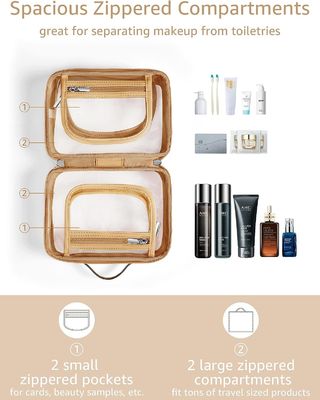 Sac clair de maquillage de 2 couches de voyage de sac imperméable léger d'article de toilette avec la tirette