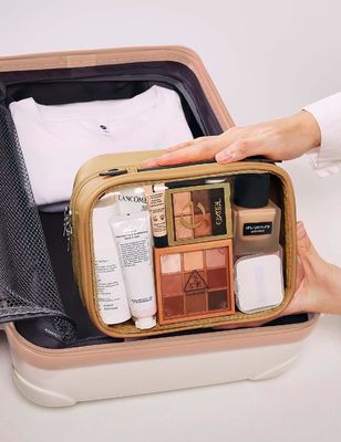 Sac clair de maquillage de 2 couches de voyage de sac imperméable léger d'article de toilette avec la tirette