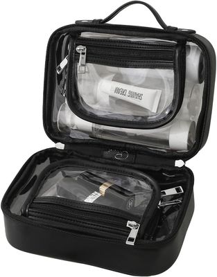 Stockage ouvert imperméable cosmétique de monture filtre de double voyage transparent multifonctionnel