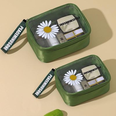 Daisy Transparent Cosmétique PVC Étanche Voyage Maquillage Sac Vert Pour Femmes Hommes