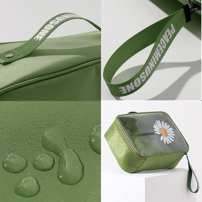 Daisy Transparent Cosmétique PVC Étanche Voyage Maquillage Sac Vert Pour Femmes Hommes