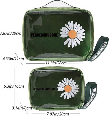 Daisy Transparent Cosmétique PVC Étanche Voyage Maquillage Sac Vert Pour Femmes Hommes