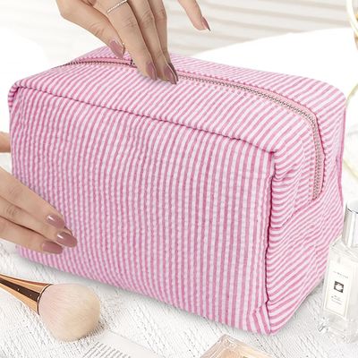 Sacs de toilettes à rayures sac cosmétique durable pour femmes organisateur esthétique sac de rangement