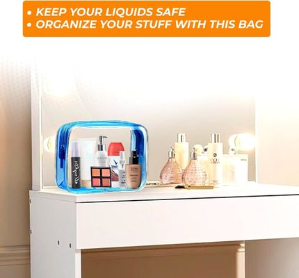 Capacité de stockage imperméable à l'eau durable sac de toilette transparent avec fermeture à glissière