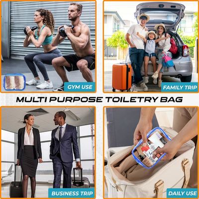 Capacité de stockage imperméable à l'eau durable sac de toilette transparent avec fermeture à glissière