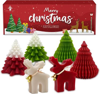 Bougies parfumées de Noël ensemble de cadeaux Elk &amp; Arbre de Noël en forme de cire de soja faite à la main Xmas Aromathérapie bougie
