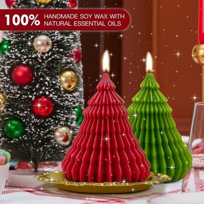 Bougies parfumées de Noël ensemble de cadeaux Elk &amp; Arbre de Noël en forme de cire de soja faite à la main Xmas Aromathérapie bougie