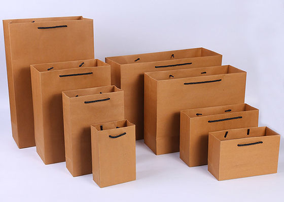 Sacs portatifs de cadeau de papier de Brown emballage, sacs à provisions de papier d'emballage de cadeau
